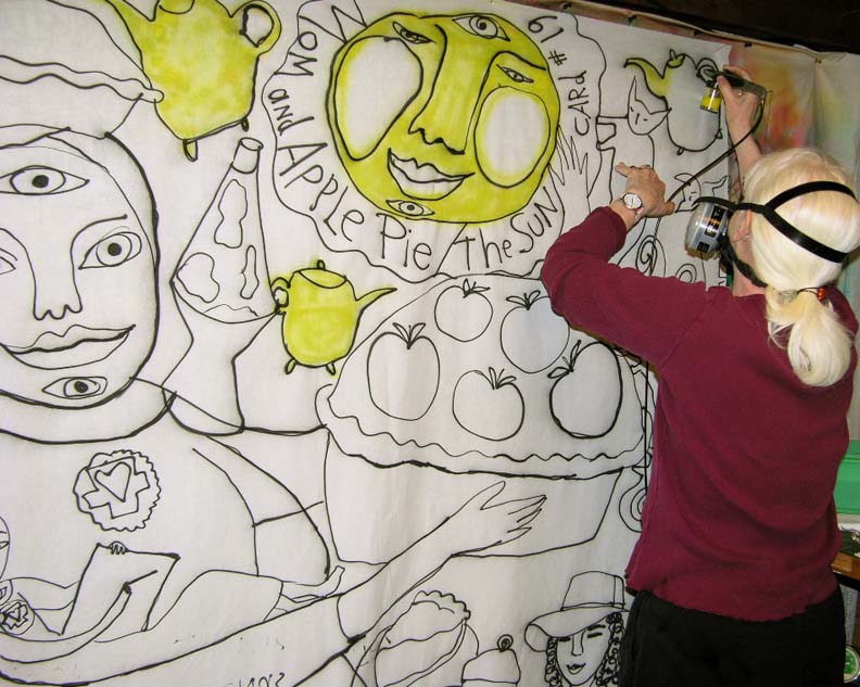 Me airbrushing Mama Sun. ©Susan Shie 2007.